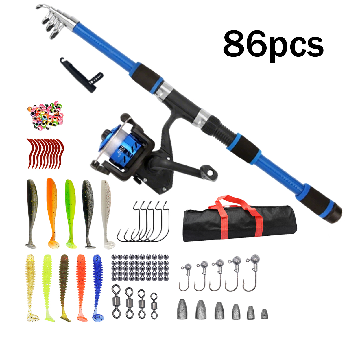 Fishing Equipment For Kids - طقم صيد للمبتدئين 91/86 قطعة 1.8