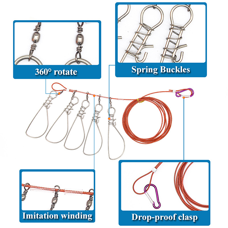 ● مشبك قفل السمك مع بكرة وحبل  - مراجعة Fishing Equipment Guide وسعره