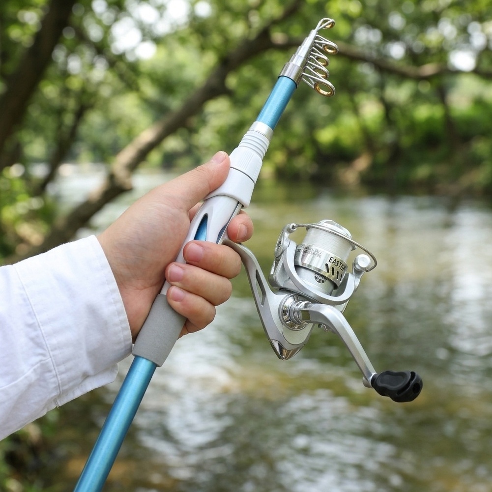قصبة صيد زرقاء وبيضاء بطول 1.8 - مراجعة Fishing Equipment For Kids وسعره